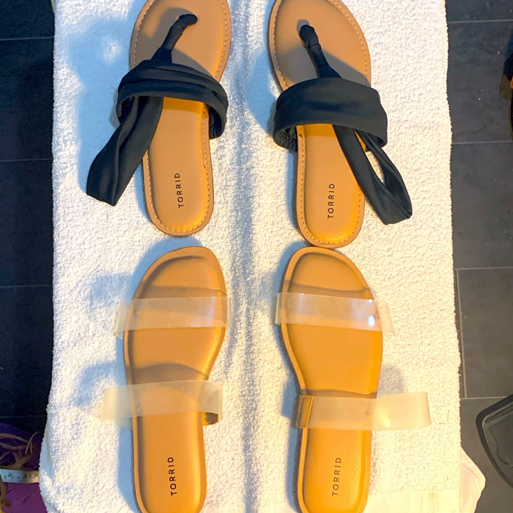 Torrid 2 pair of shoes black 10 in half clear 10WW